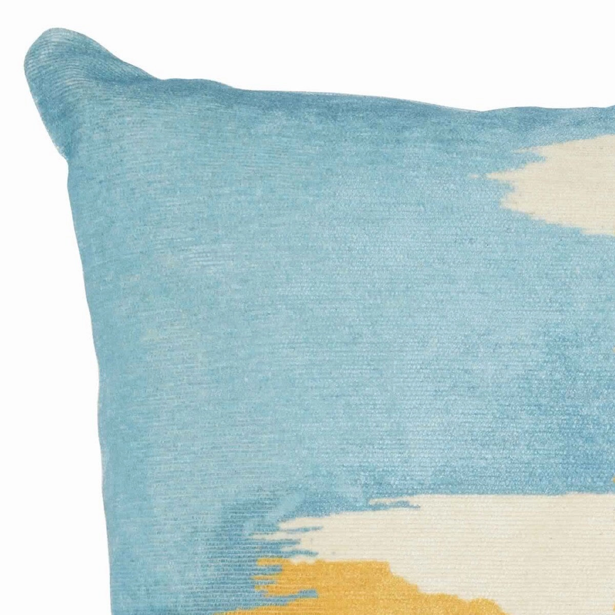 Fabric Throw Pillow with Hand painted Abstract Pattern, Blue and Yellow - Blue, Yellow