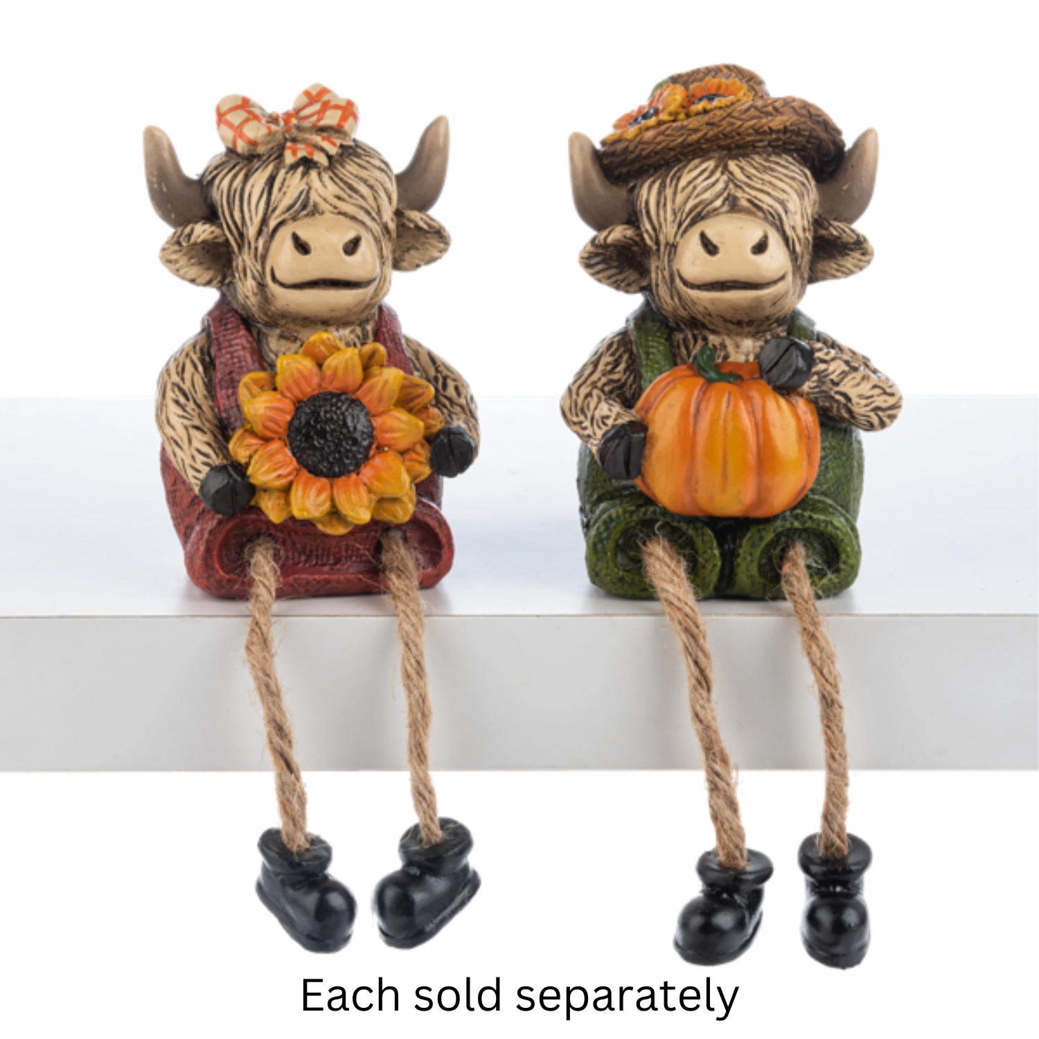 Fall Autumn Highland Cow with Sunflower or Pumpkin Shelfsitter Figurine 7" Decorative Mirror,Home Decor Mirror