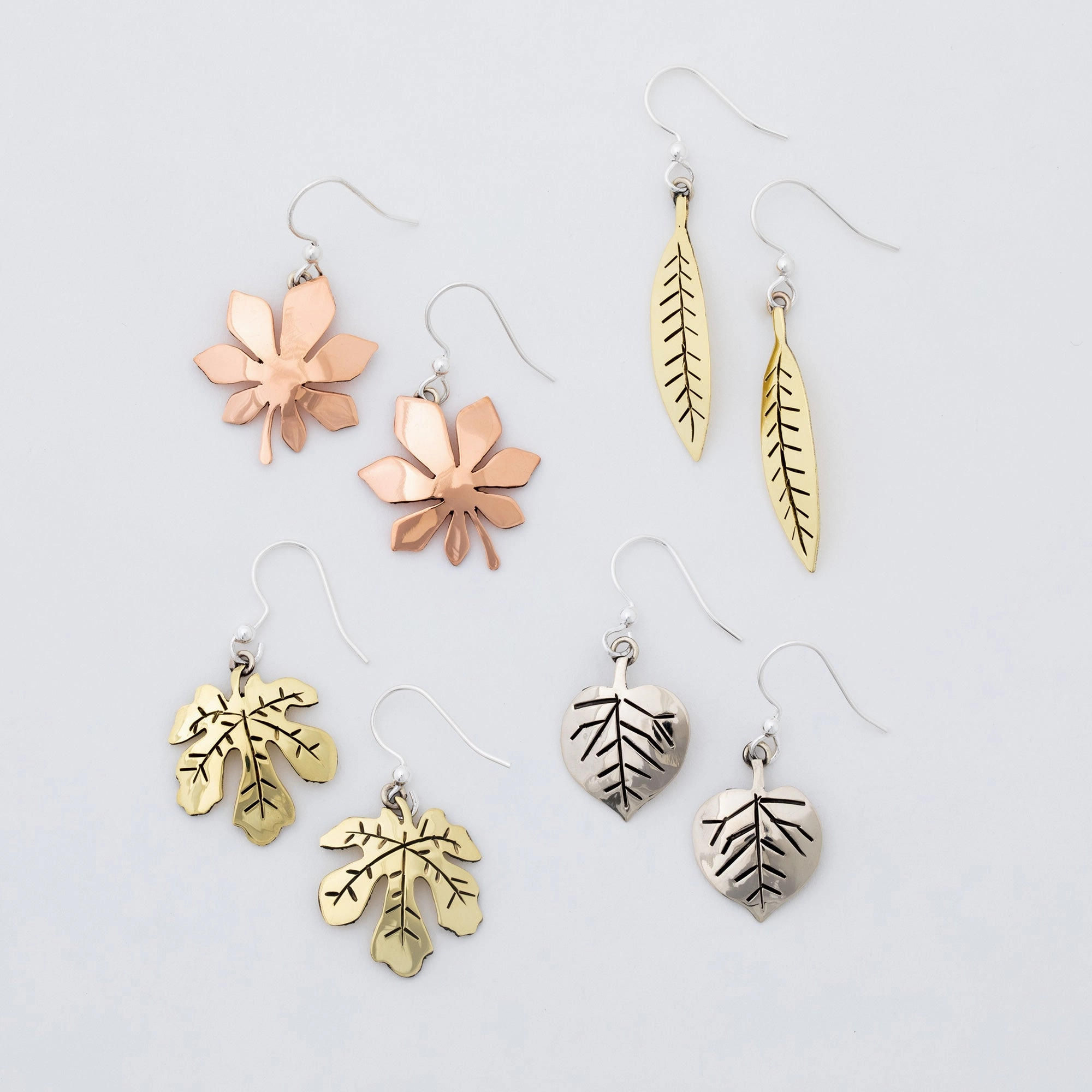 Falling Leaves Mixed Metal Earrings