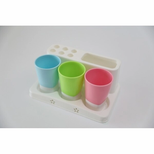 Family Size Toothbrush and Toothpaste Holder with 3 Cups