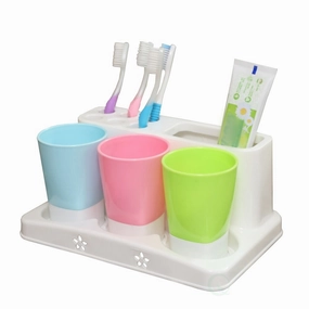 Family Size Toothbrush and Toothpaste Holder with 3 Cups Toothbrush Holder,Bathroom Organizer