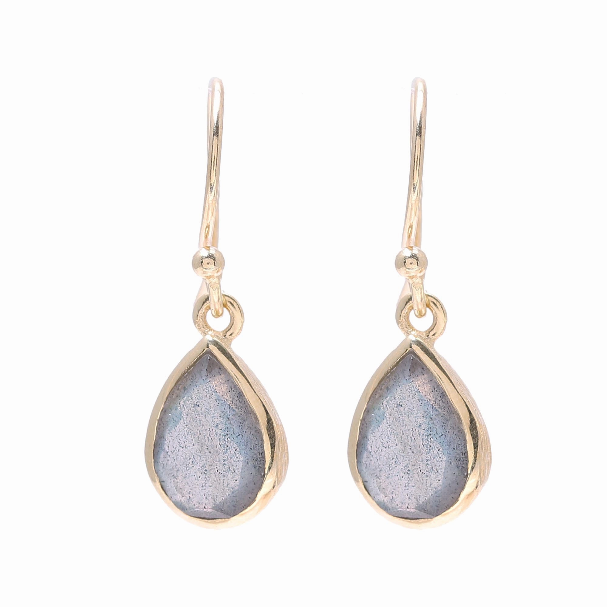 Fantastic Drops Gold Plated 4-Carat Labradorite Dangle Earrings from India