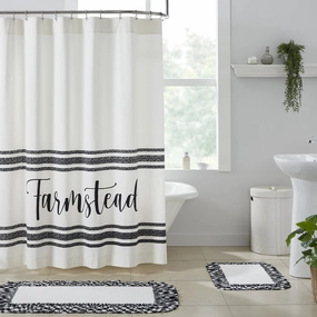 Farmstead Black Stripe Shower Curtain Lighting,Lamps Fixtures