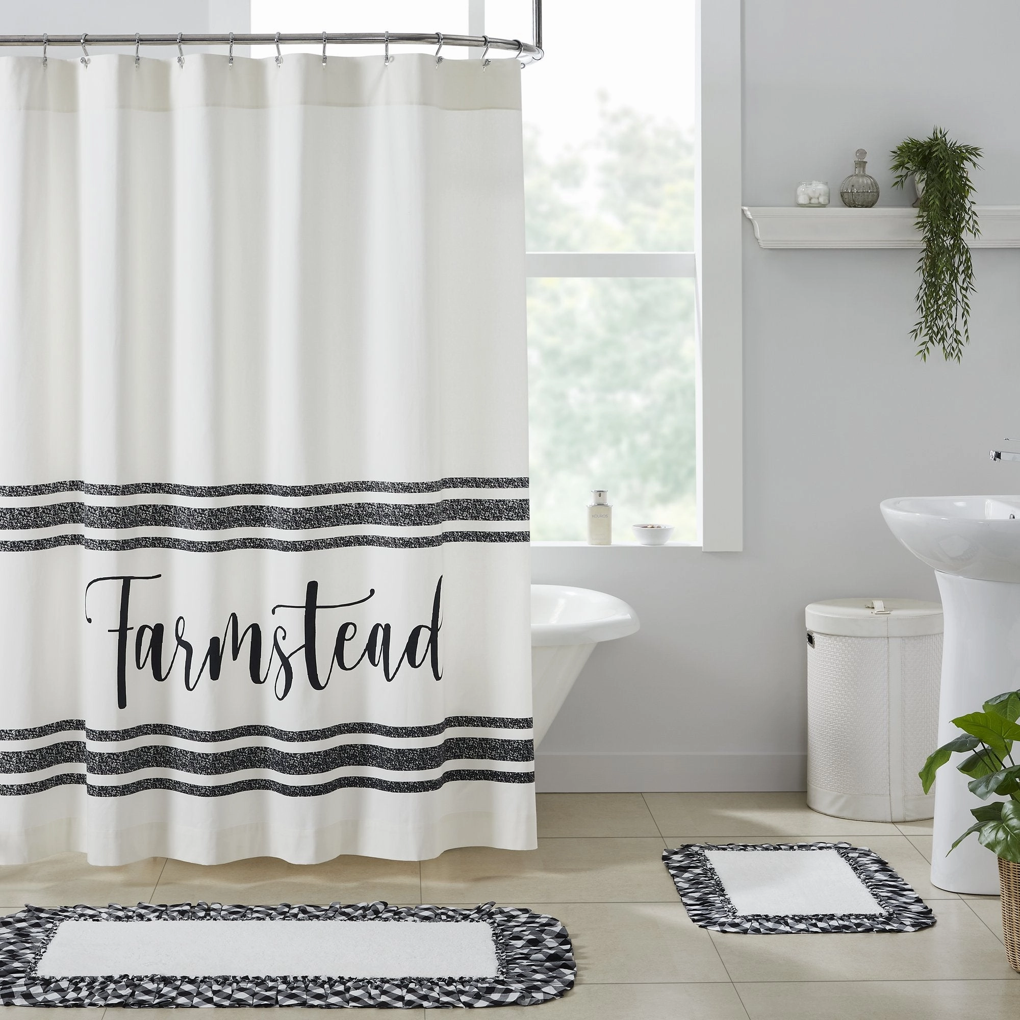 Farmstead Black Stripe Shower Curtain Lighting,Lamps Fixtures
