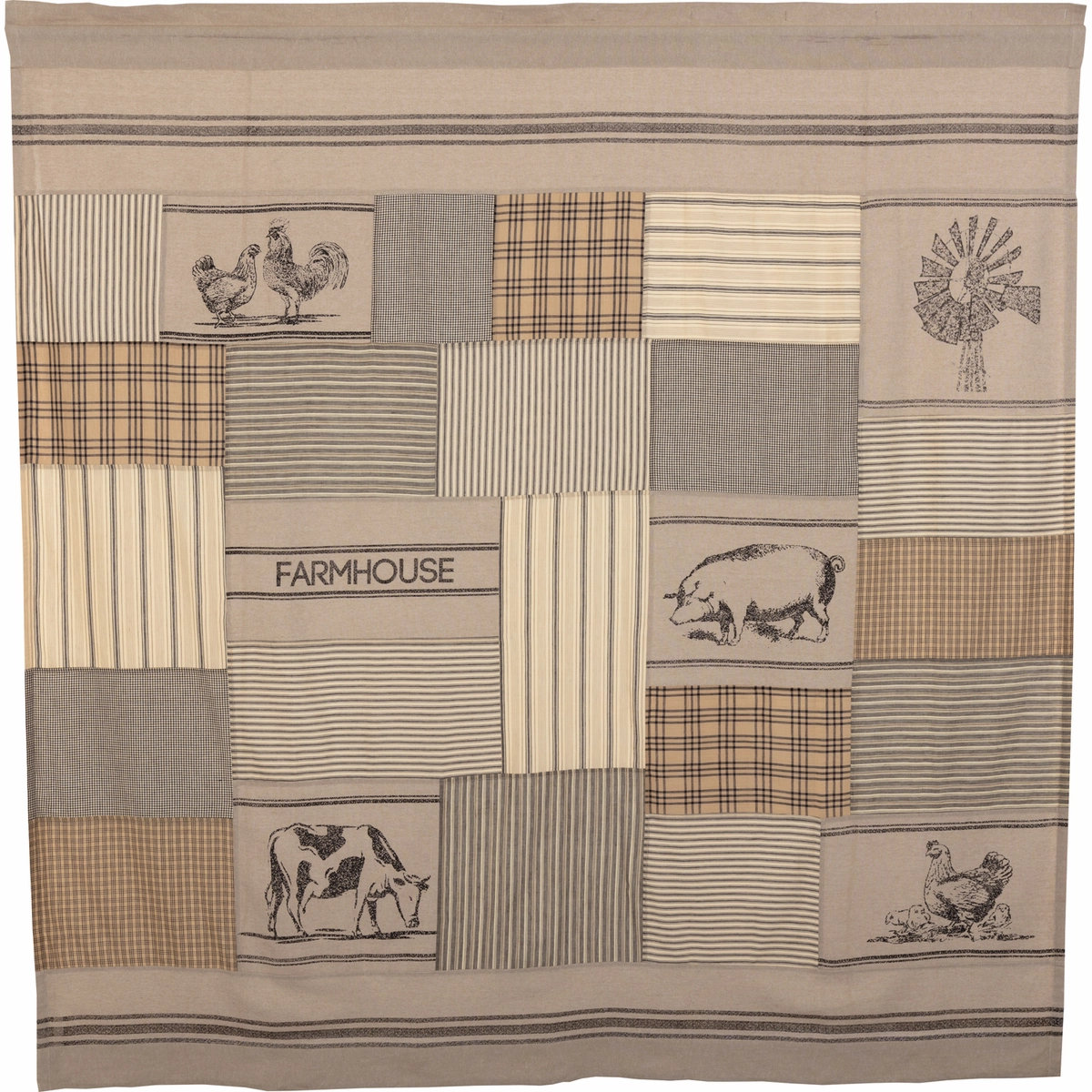 Farmstead Charcoal Patchwork Shower Curtain