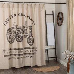 Farmstead Charcoal Tractor Shower Curtain Lighting,Lamps Fixtures