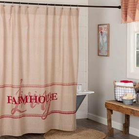 Farmstead Red Farmhouse Living Shower Curtain Lighting,Lamps Fixtures