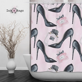 Fashion in Paris Watercolor Fashion Shower Curtains and Optional Bath Mats Lighting,Lamps Fixtures