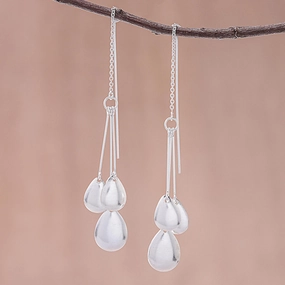 Fashionable Drops Drop-Pattern Sterling Silver Dangle Earrings from Thailand