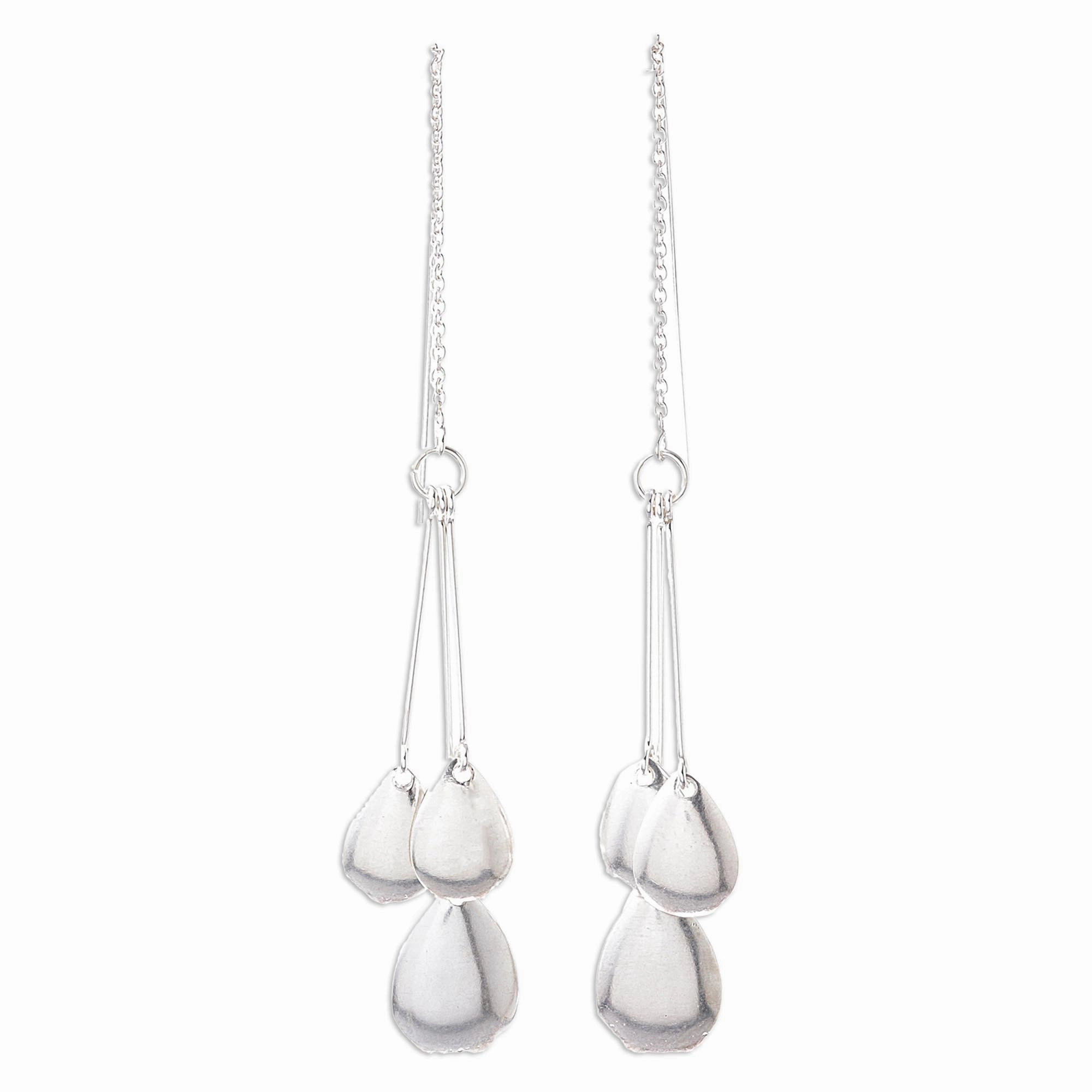 Fashionable Drops Drop-Pattern Sterling Silver Dangle Earrings from Thailand