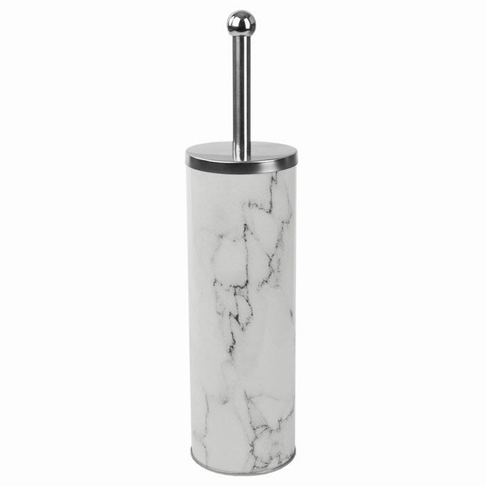Faux Marble Toilet Brush Set, White