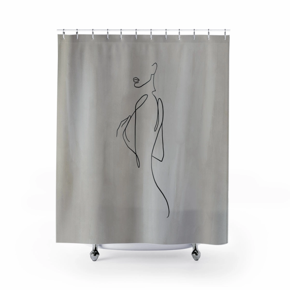 Female Boho Shower Curtain | Gray One Line Art Lighting,Home Lighting
