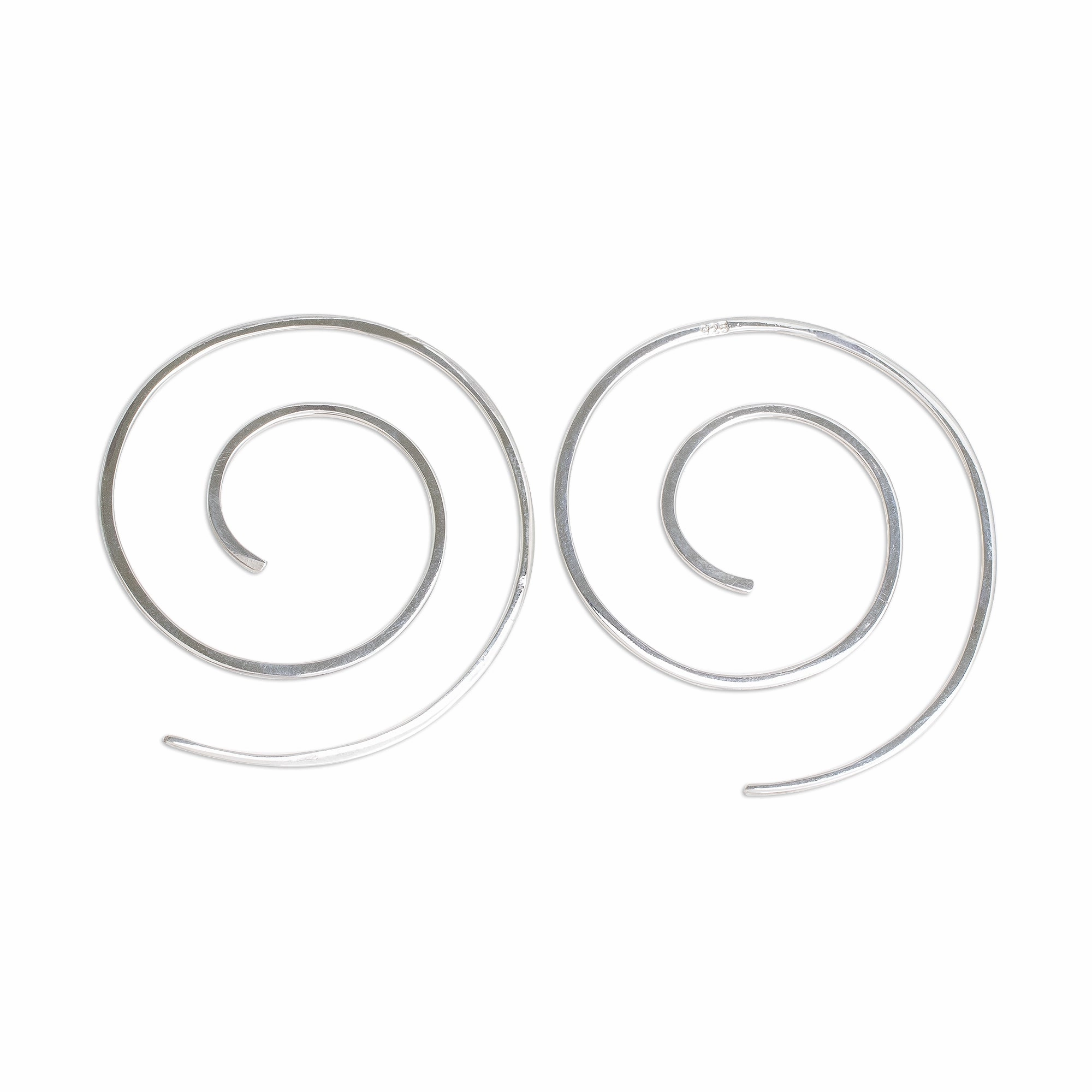 Fibonacci's Beauty Spiral Sterling Silver Half-Hoop Earrings from Guatemala