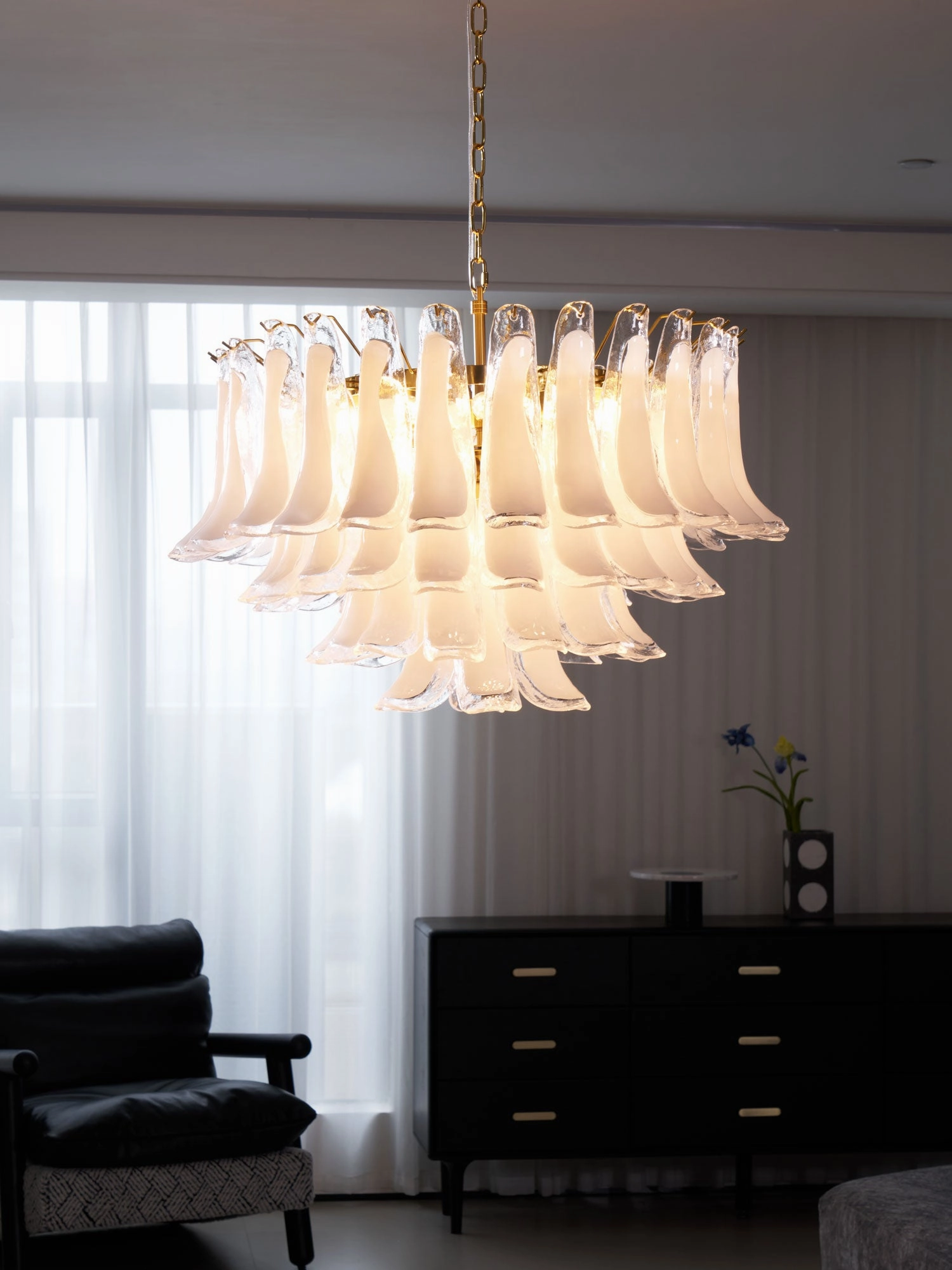 Fiora Pink Glass Chandelier
