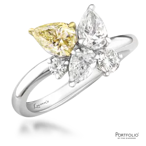 Five Stone 0.55ct Fancy Light Yellow VS2 Diamond White Gold Ring