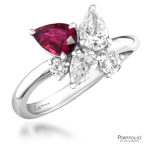 Five Stone 0.56ct Ruby White Gold Ring