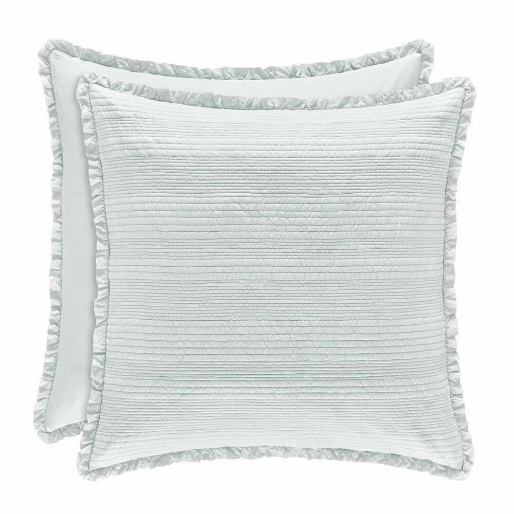 Five Queens Court Hattie Quilted Euro Sham with Ruffle Flange pillowcases,cotton pillow covers,bed linen