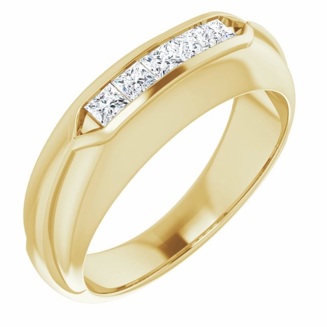 Five Stone 0.50 ctw Channel Set Princess Diamond Men's Ring Success