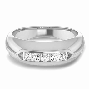 Five Stone 0.50 ctw Channel Set Princess Diamond Men's Ring Success