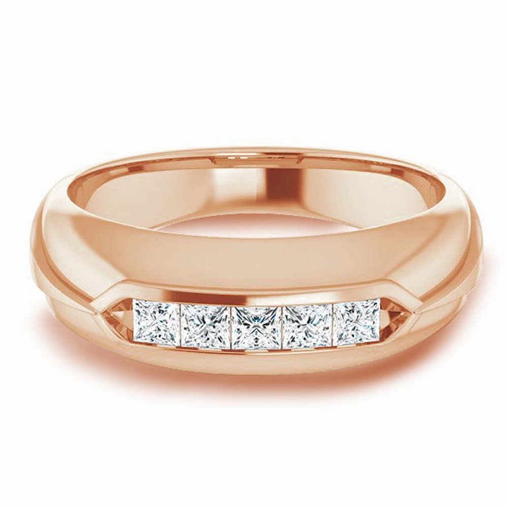 Five Stone 0.50 ctw Channel Set Princess Diamond Men's Ring Success