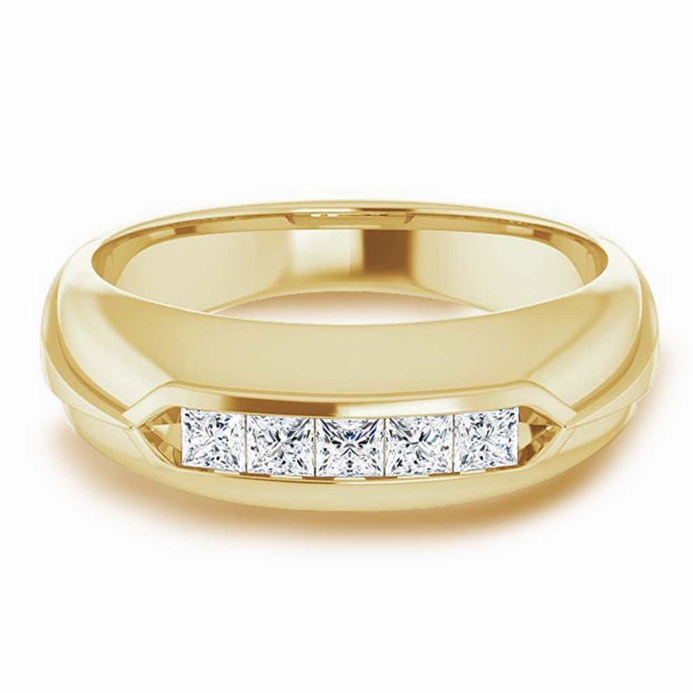 Five Stone 0.50 ctw Channel Set Princess Diamond Men's Ring Success