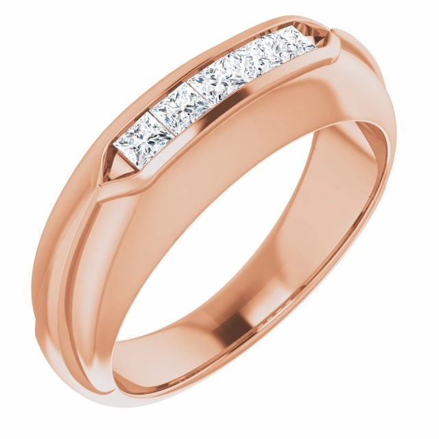 Five Stone 0.50 ctw Channel Set Princess Diamond Men's Ring Success