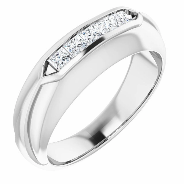 Five Stone 0.50 ctw Channel Set Princess Diamond Men's Ring Success