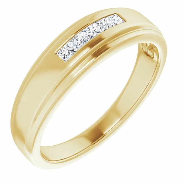 Five Stone Channel set Princess Diamond Men's Ring