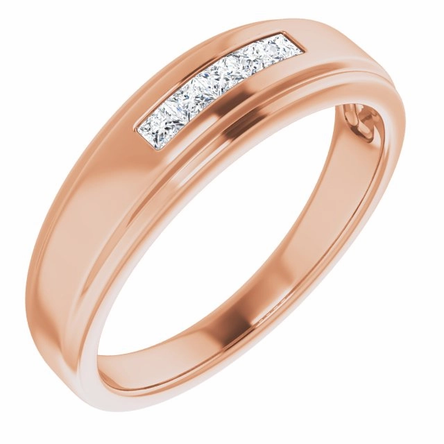 Five Stone Channel set Princess Diamond Men's Ring