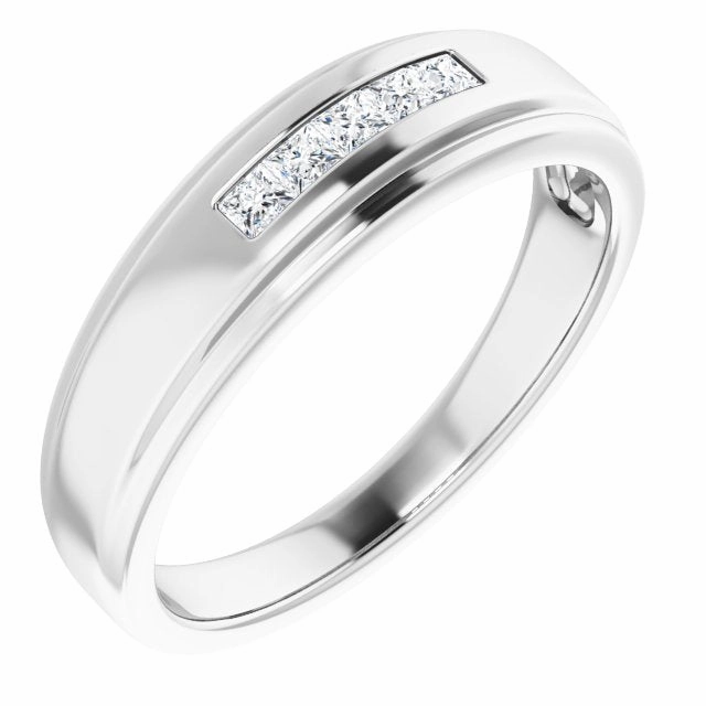 Five Stone Channel set Princess Diamond Men's Ring