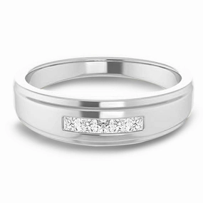 Five Stone Channel set Princess Diamond Men's Ring