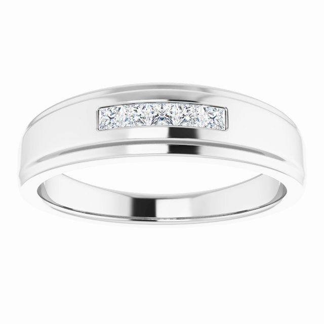 Five Stone Channel set Princess Diamond Men's Ring