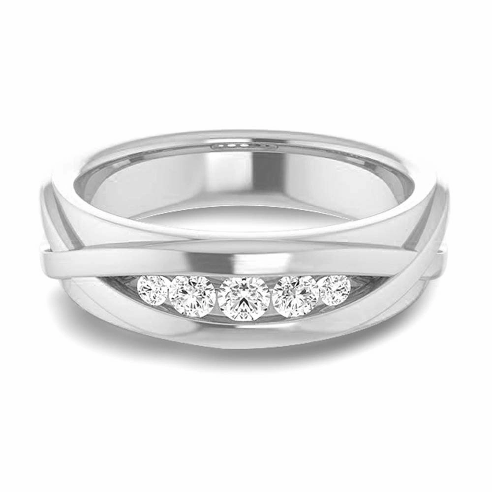 Five Stone Channel Set Round Diamond Men's Ring Infinity Style