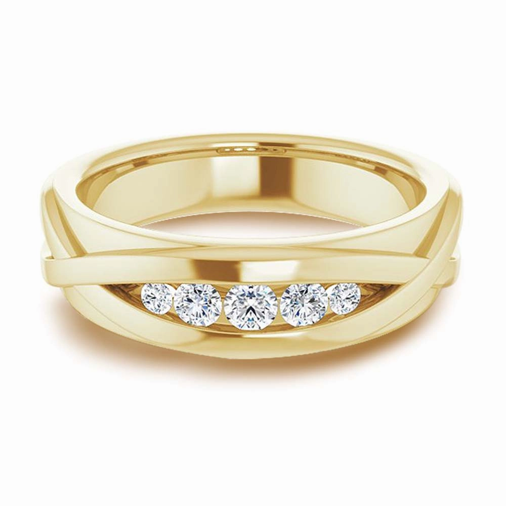 Five Stone Channel Set Round Diamond Men's Ring Infinity Style