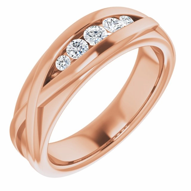 Five Stone Channel Set Round Diamond Men's Ring Infinity Style
