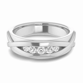 Five Stone Channel Set Round Diamond Men's Ring Infinity Style