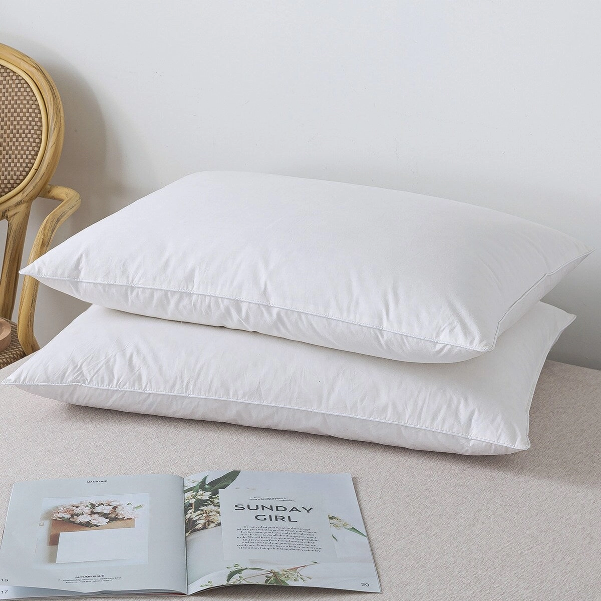 Fleece & Feather Wool Surround with Feather Core Pillow - White