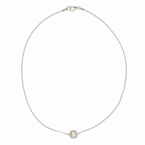 Floating Pearl Sterling Silver Necklace