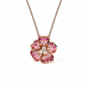 Flora 0.58ct Pink Sapphire and Diamond Rose Gold Necklace