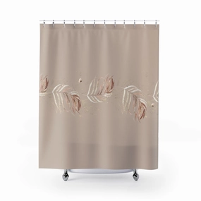 Floral Boho Shower Curtain | Blush Beige Beige Leaves Lighting,Home Lighting