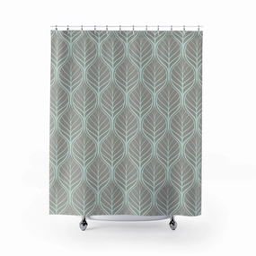Floral fabric shower curtain | Grey mint leaves Lighting,Home Lighting