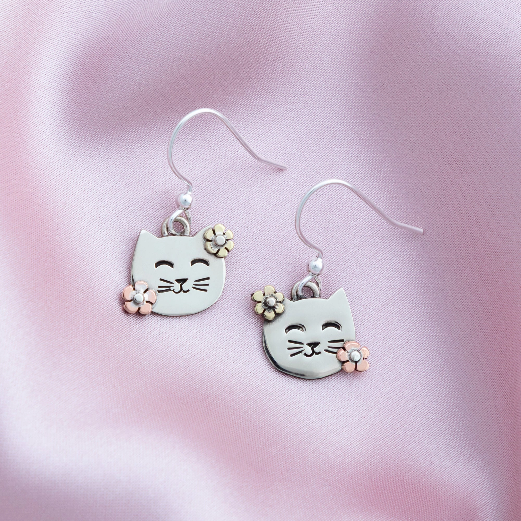 Floral Pet Mixed Metal Earrings