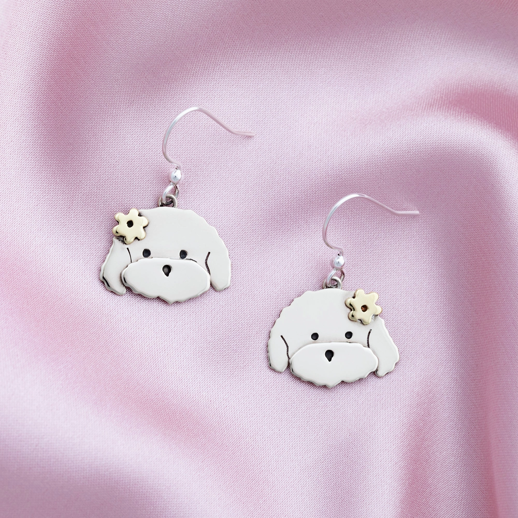 Floral Pet Mixed Metal Earrings