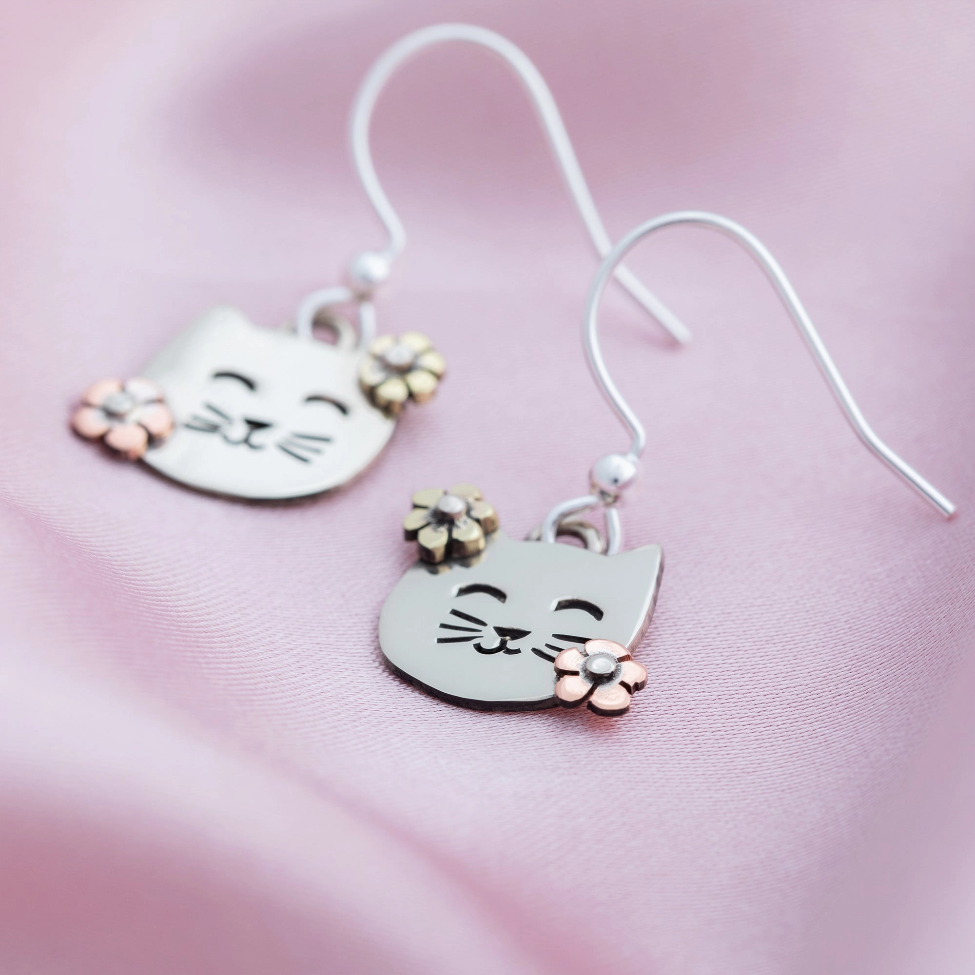 Floral Pet Mixed Metal Earrings