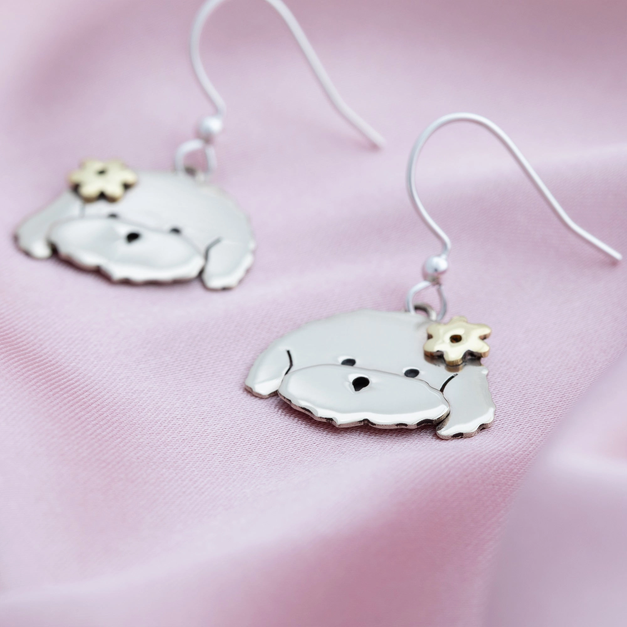 Floral Pet Mixed Metal Earrings