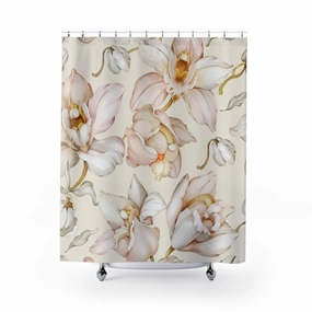 Floral Shower Curtain | Blush Beige Pink Ivory Lighting,Home Lighting