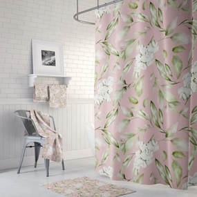 Floral Shower Curtain | Blush Pink, White Orchid Minimalist Botanical Lighting,Home Lighting