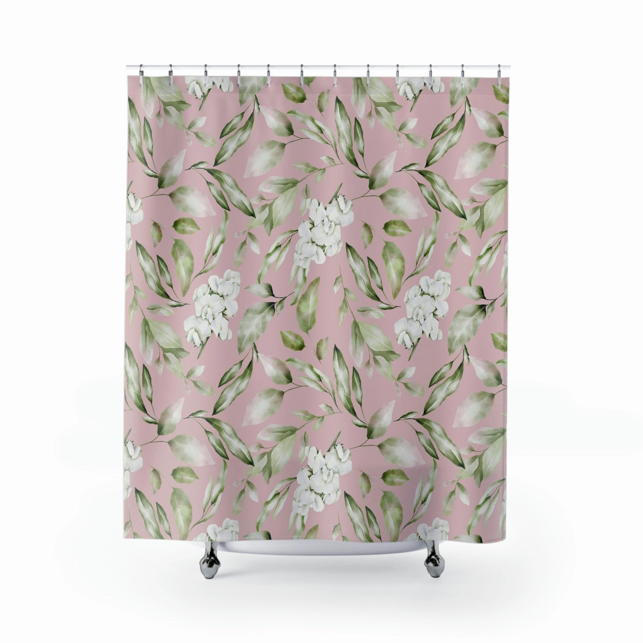 Floral Shower Curtain | Blush Pink, White Orchid Minimalist Botanical