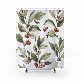 Floral Shower Curtain | Coffee Botanicals Lighting,Home Lighting