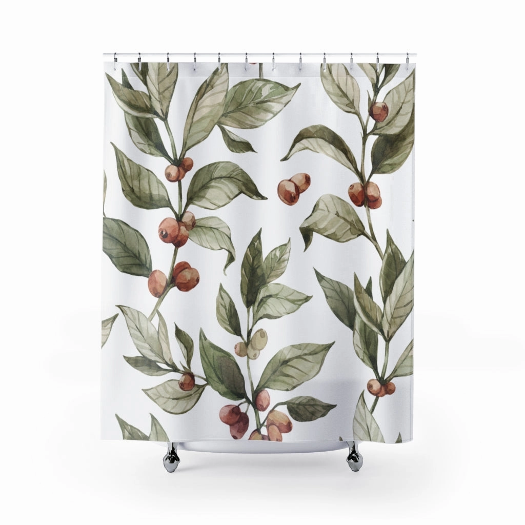 Floral Shower Curtain | Coffee Botanicals Lighting,Home Lighting